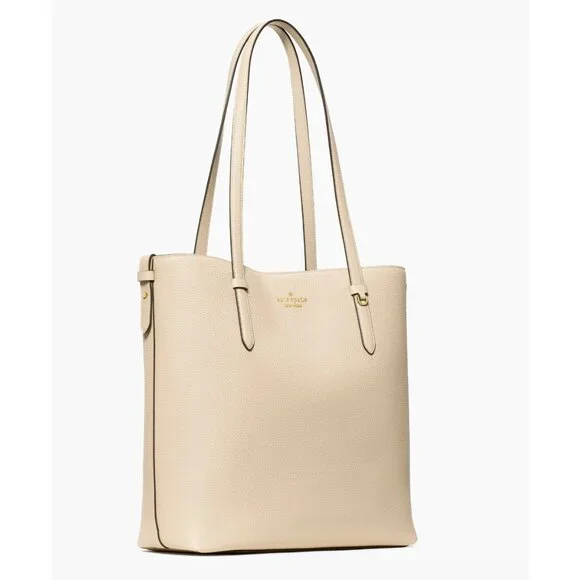 New Kate Spade Juliette Pebble Leather Medium Tote Light Sand